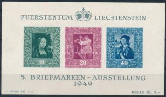 Liechtenstein 1949 Festmény blokk Mi 5 (Mi EUR 140,-) (rozsdapöttyök / stain spots)