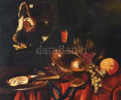 Gy. V. jelzéssel: Csendélet. Olaj, fatábla. Dekoratív fakeretben. 31x41 cm