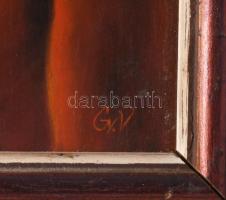 Gy. V. jelzéssel: Csendélet. Olaj, fatábla. Dekoratív fakeretben. 31x41 cm