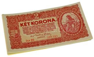 1920. 2K (49x) sorszámkövetők "2aa 013 299.251 - 2aa 013 299.462" T:AU,XF néhány sarokhajlás Hungary 1920. 2 Korona (49x) consecutive serials "2aa 013 299.412 - 2aa 013 299.462" C:AU,XF some folded corners Adamo K7