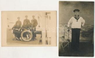 2 db RÉGI fotós képeslap: matrózok, a "STAR BREMEN" személyzete / 2 pre-1945 photo postcards: Navy mariners