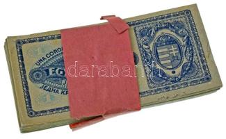1920. 1K (100x) sorszámkövetők, eredeti erősen sérült kötegelővel "aa 003 418701 - aa 003 41880...