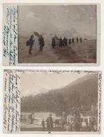 2 db RÉGI fotós képeslap: kirándulók, hegymászók / 2 pre-1945 photo postcards: hikers