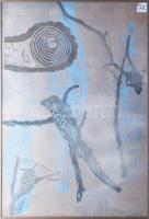 Jelzés nélkül: Alakok. Vegyes technika, papír, jobb felső sarkában címkével, keretben, 70x50 cm