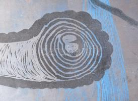 Jelzés nélkül: Alakok. Vegyes technika, papír, jobb felső sarkában címkével, keretben, 70x50 cm