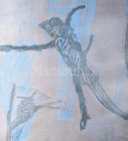 Jelzés nélkül: Alakok. Vegyes technika, papír, jobb felső sarkában címkével, keretben, 70x50 cm