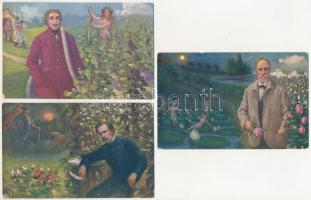 5 db RÉGI képeslap: Magyar klasszikusok (Vörösmarty, Madách, Jókai, Csokonai, Arany) / 5 pre-1945 postcards: Hungarian classics