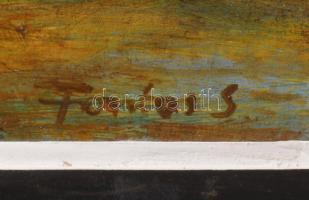 Fontos Sándor (1920-1991): Eső után. Vegyes technika, farost, jelzett, keretben, 25x70 cm