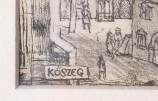 Szabó Vladimír (1905-1991): Kőszeg. Rézkarc, papír, jelzett a karcon, üvegezett fakeretben, 30×38,5 ...