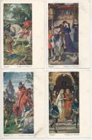 Parzival / 6 db RÉGI német művészlap: Parsifal (egy sorozat) / 6 pre-1945 German art postcards: Parsifal series s: Piloty