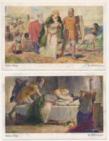 Tristan-Sage / 6 db RÉGI német művészlap: Trisztán (egy sorozat) / 6 pre-1945 German art postcards: ...