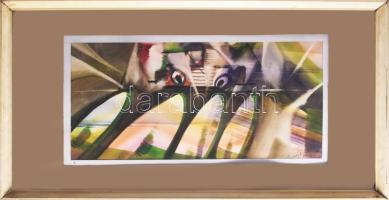 Hercsuth Ferenc (1942-): Autó a viadukton, 1983. Akvarell, papír, jelezve jobbra lent, üvegezett fak...