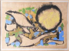 Barta István (1892-1976): Gesztusok, 1964. Vegyes technika, papír, jelzett, üvegezett fakeretben. 29,5x41 cm