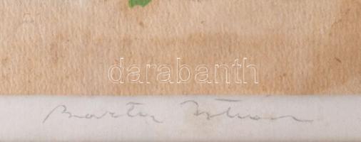 Barta István (1892-1976): Gesztusok, 1964. Vegyes technika, papír, jelzett, üvegezett fakeretben. 29...