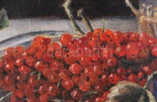 Olvashatatlan jelzéssel: Csendélet. Olaj, vászon. 24x35 cm