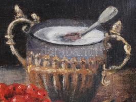 Olvashatatlan jelzéssel: Csendélet. Olaj, vászon. 24x35 cm