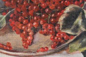 Olvashatatlan jelzéssel: Csendélet. Olaj, vászon. 24x35 cm