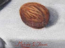 Molnár Z. János (1880-1960): Csendélet porcelánokkal és diókkal. Olaj, karton, jelezve jobbra lent. ...