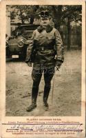 1921 20. számú csataképes kártya. Károly Ferenc József főherceg trónörökös a főhadiszálláson. Kiadja a m. kir. honvédelmi minisztérium Hadsegélyező Hivatala / WWI Austro-Hungarian K.u.K. military, Charles I of Austria, automobile (fl)