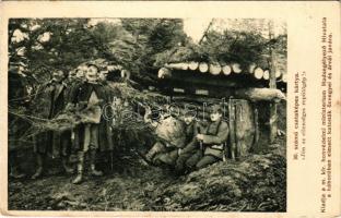 1916 30. számú csataképes kártya. Jön az ellenséges repülőgép! A m. kir. honv. miniszt. Hadsegélyező Hivatal kiadása / WWI Austro-Hungarian (K.u.K.) military, soldiers in trenches (EK)