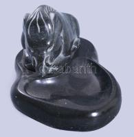 Vaddisznó figurával díszített márvány ékszertartó tál, 19x13 cm