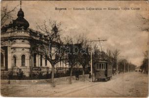 1916 Sopron, Kossuth Lajos utca, villamos. Blum Náthán és Fia kiadása (EB)