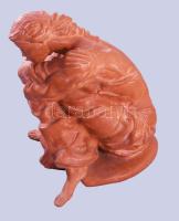 Tóth Valéria (1943- ): Szomorkodó. Terrakotta, jelzett, lábánál ragasztott, m: 28 cm