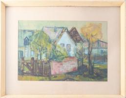 Herwerth József (1939-1987): Falusi táj. Akvarell, papír, jelezve jobbra lent, hátoldalán Képcsarnok...