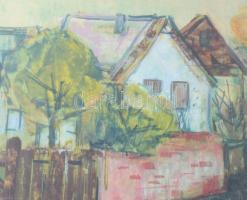 Herwerth József (1939-1987): Falusi táj. Akvarell, papír, jelezve jobbra lent, hátoldalán Képcsarnok...