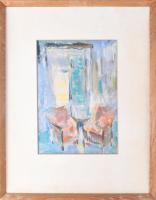 Litkey György (1907-1975): Enteriőr, 1959. Akvarell, papír. Jelezve jobbra lent. 34x24,5 cm. Fakeret...