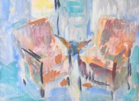 Litkey György (1907-1975): Enteriőr, 1959. Akvarell, papír. Jelezve jobbra lent. 34x24,5 cm. Fakeret...