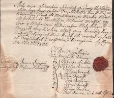 1825 Hasznos (ma Pásztó része) jobbágyok bizonyságlevele Dersőffy Imre urasághoz fordulnak egy jobbá...