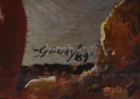 Göcsey József (1957-): Csendélet. Olaj, farost, jelzett. Hátoldalán Képcsarnok Vállalat címkéjével. ...