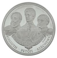 Szabó Géza (1939-) 1999. "A Szabadságharc 150.évfordulója - Kossuth, Petőfi Széchenyi / Bem tábornok" Ag emlékérem (31,10g/0.925/42,5mm) kapszulában, díszdobozban, tanúsítvánnyal T:PP