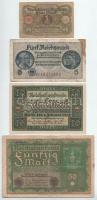 Német Birodalom 1908-1922. 1M-1000M (6xklf) + Német Harmadik Birodalom / Német megszállt területek 1940-1945. 5M T:F,VG közte szép papír German Empire 1908-1922. 1 Mark - 1000 Mark (6xdiff) + German Third Reich / German Occupied Territories 1940-1945. 5 Reichsmark C:F,VG within fine paper