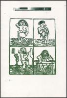 Jelzés nélkül: Alakok (női akt, festő stb.) Akvarell, papír. Jelzett. 22x18,5 cm