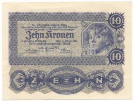 Ausztria 1922. 10K T:AU,XF hajtatlan, gyűrődés Austria 1922. 10 C:AU,XF unfolded, crease Krause P#75