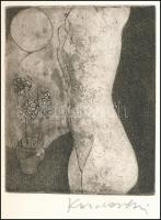 Kondor Lajos (1926-2006): Női akt torzó. Rézkarc, papír, jelzett, 13x10,5 cm