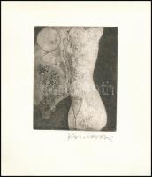 Kondor Lajos (1926-2006): Női akt torzó. Rézkarc, papír, jelzett, 13x10,5 cm