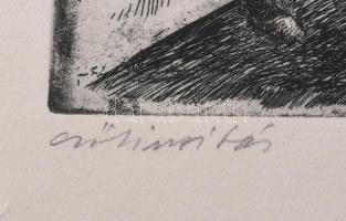 Olvashatatlan jelzéssel: Csőtisztítás. Rézkarc, papír. Lap széle kissé foltos. 18x25,5 cm