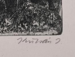 Olvashatatlan jelzéssel: Csőtisztítás. Rézkarc, papír. Lap széle kissé foltos. 18x25,5 cm