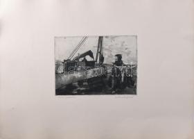 Lukovszky László (1922-1981): Csőszigetelők. Rézkarc, papír. Jelzett. 18x25,5 cm