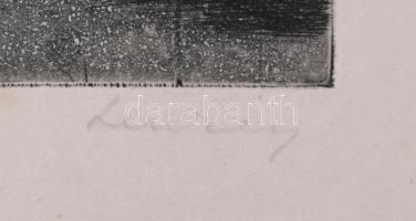 Lenkey Zoltán (1936-1983): Csőhegesztés. Rézkarc, papír. Jelzett. Lap széle foltos. 17,5x25,5 cm