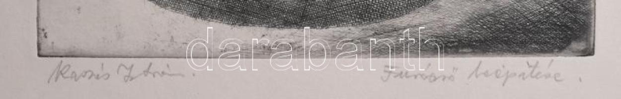 Kaszás István (-): Fúrócső beépítése. Rézkarc, papír. Jelzett. 25x18 cm