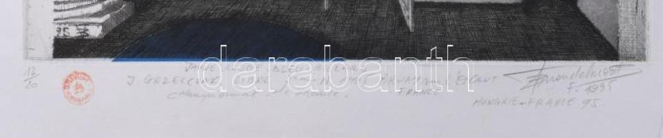 Olvashatatlan jelzéssel: Sárga-vörös-kék billiárd, 1995. Színes rézkarc, papír. Lapszéli elszíneződé...