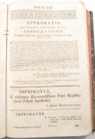 Graveson, Ignatius: Historia Ecclesiastica Novi Testamenti Tom VI-IX. Egybe kötve ca 1750. 132+152+1...