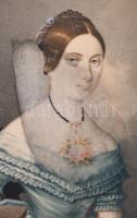 A Balás jelzéssel: Mayer Karolina operaénekesnő portréja, 1851. Akvarell, papír. Hátoldalán későbbi ...