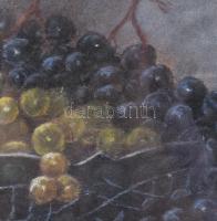 Hidasi J. jelzéssel: Csendélet szőlőkkel. Pasztell, papír. Üvegezett, sérült fakeretben. 27,5×42 cm