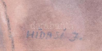 Hidasi J. jelzéssel: Csendélet szőlőkkel. Pasztell, papír. Üvegezett, sérült fakeretben. 27,5×42 cm