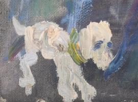 Jelzés nélkül, XX. sz. magyar festő: Kutyasétáltatás. Olaj, vászon. Proveniencia: Saphier-gyűjtemény...